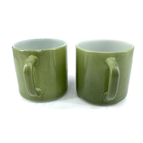 Federal Stackable Cup Mug MCM Avocade Green Coffee USA Heat Proof Lot of 2 - Picture 3 of 8